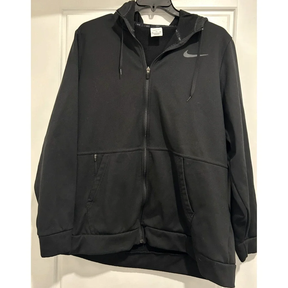 Nike Men's Therma-Fit Full‎ Zip Black Hooded Jacket Hoodie CU6231-010 Size XXL